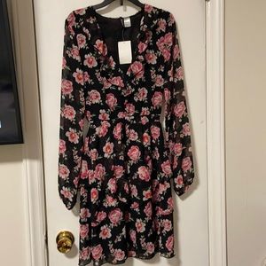 Black with flower print dress size US 2
